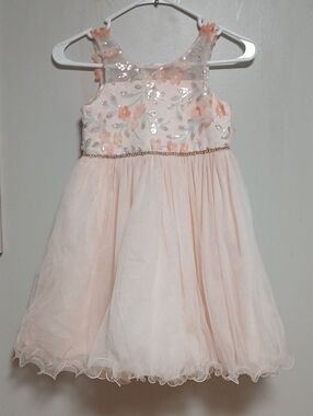 American Princess Blush Pink Floral Appliqué Tulle Party Dress